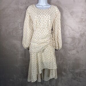 VEILED Dress Womens Size XL Cream Floral Cottagecore Prairie Romantic Milkmaid
